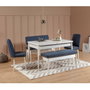 Hanah Home Banco Dark Blue, White 110 cm ancho, 85 cm alto, 40 cm profundidad, Tara de partículas y Lino